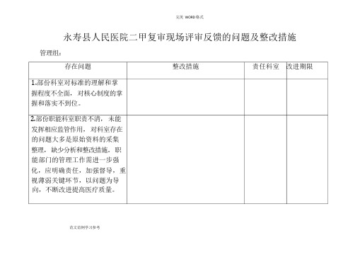 二甲评审反馈问题整改方案报告