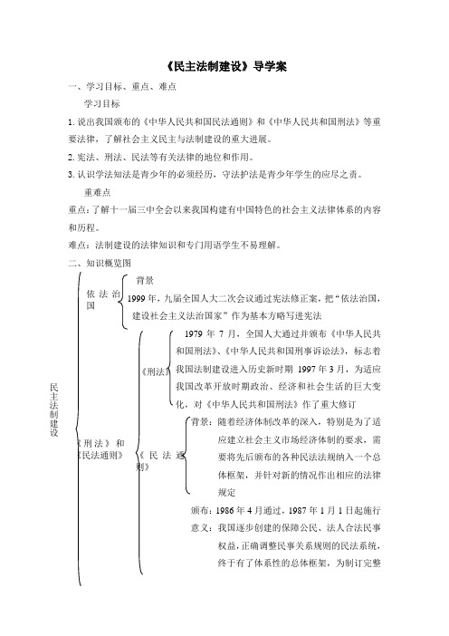 华师大版-历史-八年级下册-《民主法制建设》导学案