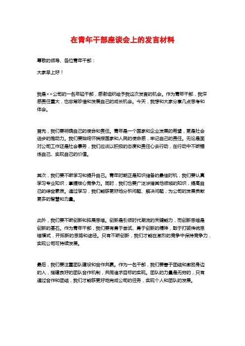 在青年干部座谈会上的发言材料