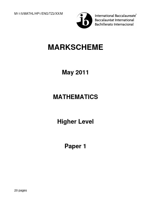 MARKSCHEME M11 P1 TZ2