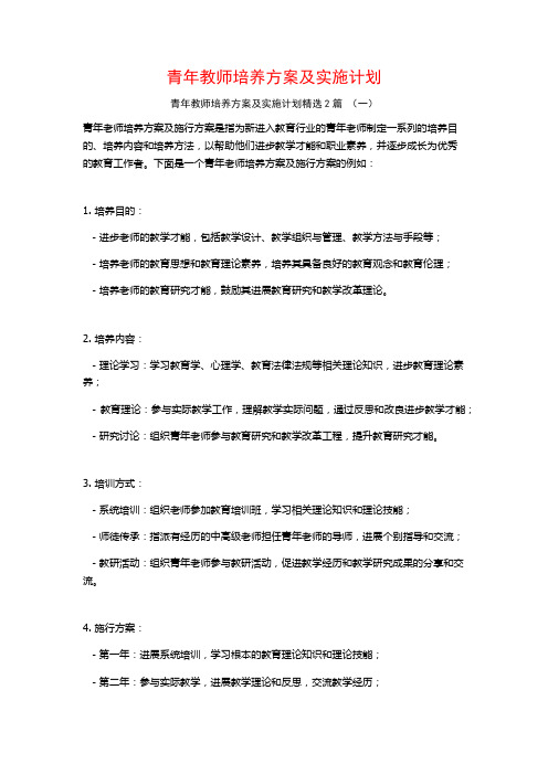 青年教师培养方案及实施计划2篇