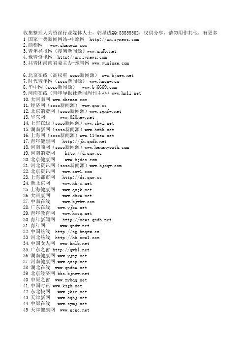 报纸+门户网+行业网汇总大全(共享)