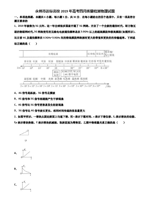 永州市达标名校2019年高考四月质量检测物理试题含解析