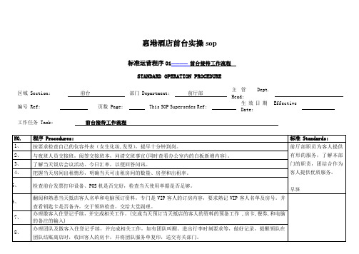 惠港酒店前台实操sop