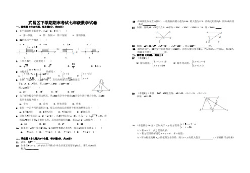 湖北省武汉市武昌区下学期期末考试七年级数学试卷