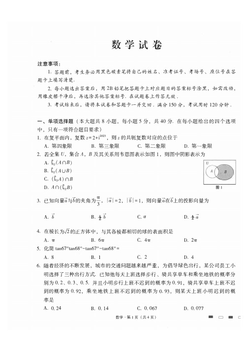 云南师大附中月考(五)2024届高三数学试卷