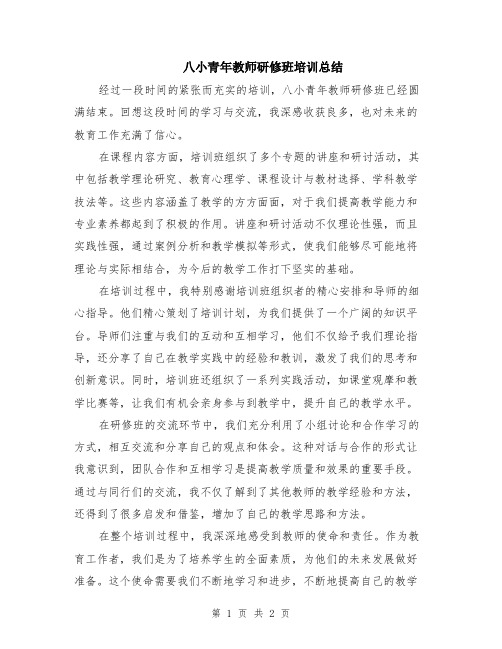 八小青年教师研修班培训总结