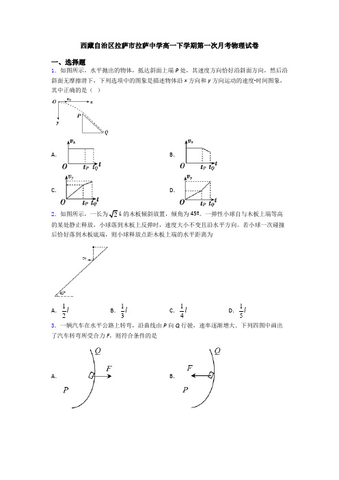 西藏自治区拉萨市拉萨中学高一下学期第一次月考物理试卷