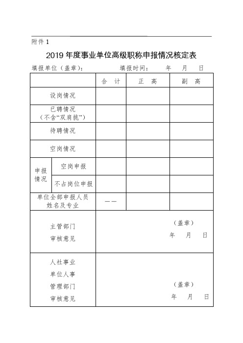 事业单位高级职称申报情况核定表