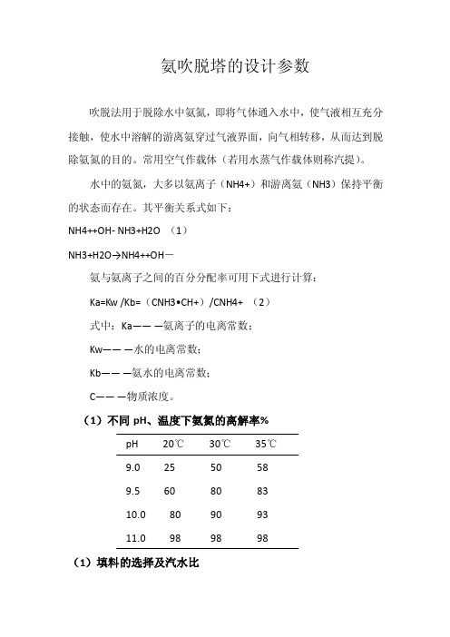 吹脱塔设计参数