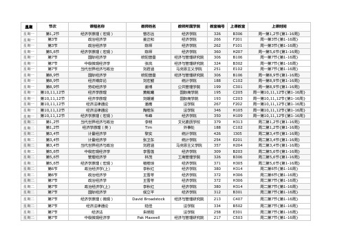 大一上全校课表【经济类】