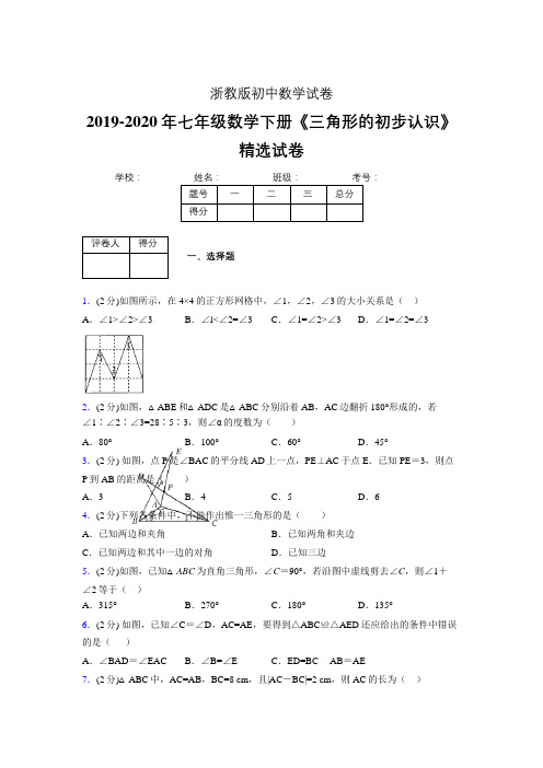 最新浙教版初中数学七年级下册《三角形的初步认识》专项测试 (含答案) (597)