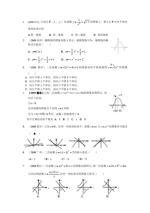 2009年中考试题  二次函数专题