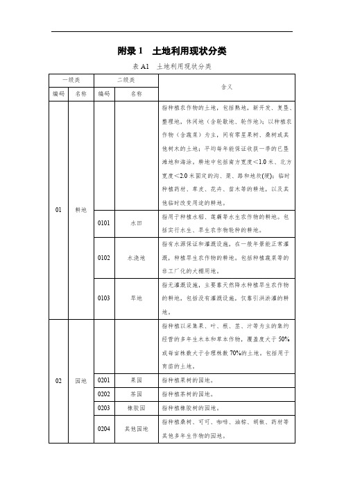 国土三调土地利用现状分类