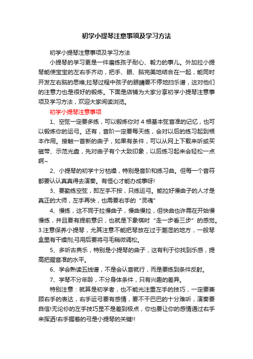 初学小提琴注意事项及学习方法