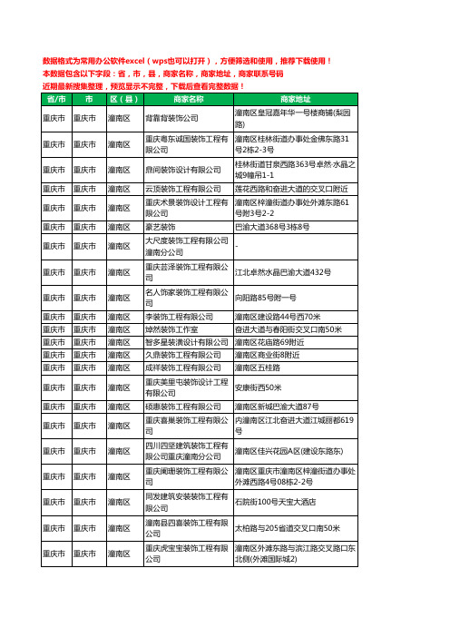 2020新版重庆市重庆市潼南区建筑装潢有限公司工商企业公司商家名录名单黄页联系电话号码地址大全33家