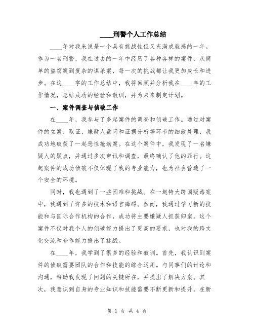 2024刑警个人工作总结