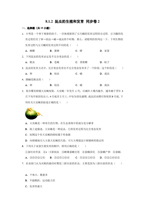 鲁科五四制版生物八年级下册昆虫的生殖和发育