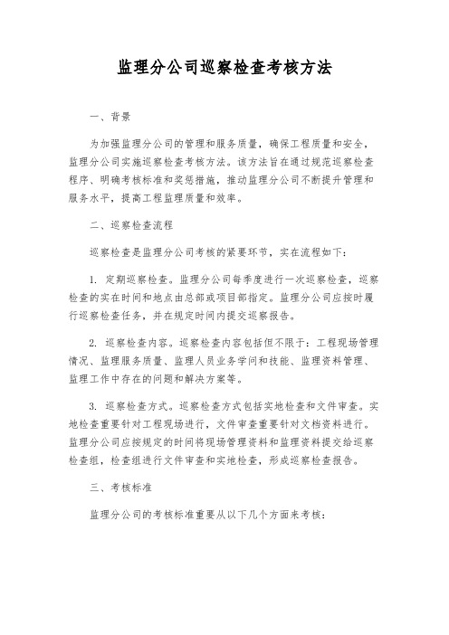 监理分公司巡视检查考核办法