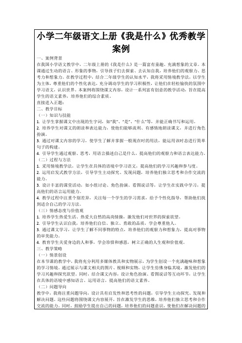 小学二年级语文上册《我是什么》优秀教学案例