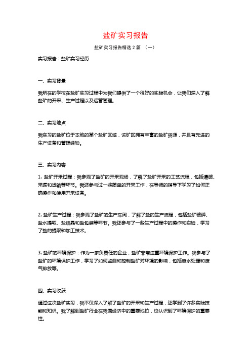 盐矿实习报告2篇