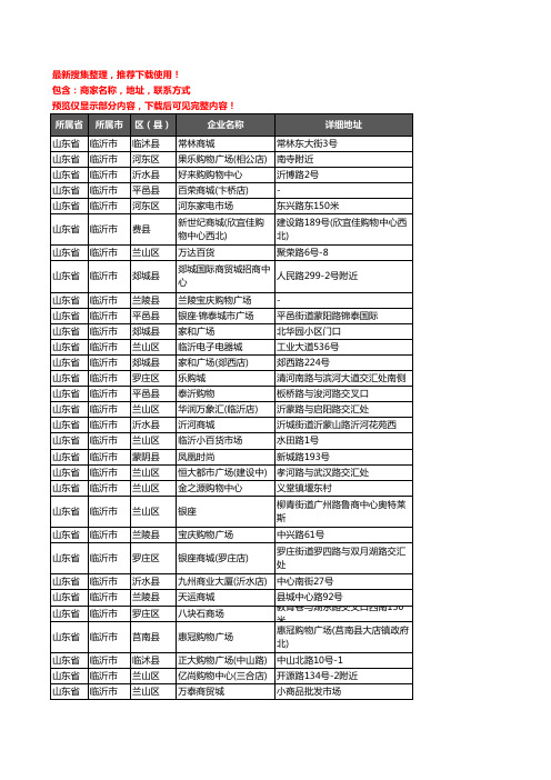 新版山东省临沂市商场企业公司商家户名录单联系方式地址大全249家