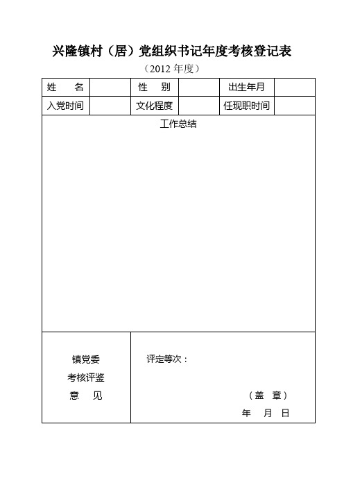 村书记考核登记表