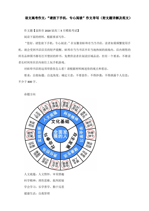 语文高考作文：“请放下手机,专心阅读”作文导写(附文题详解和范文)