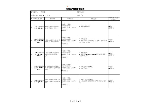 稽核检查表(手工课)