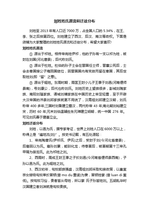 刘姓姓氏源流和迁徙分布