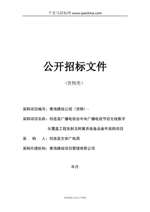 广播电视台中央广播电视节目无线数字化覆盖工程发射及附属系统备品备招投标书范本