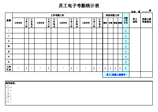 员工电子考勤统计表