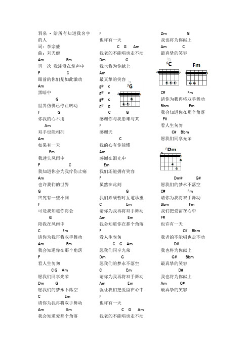 给所有知道我名字的人 吉他谱