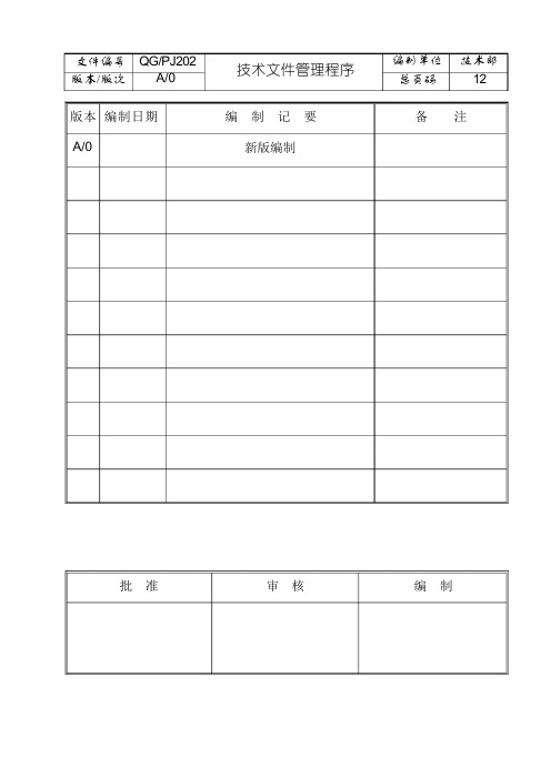 IATF16949：2022技术文件管理程序