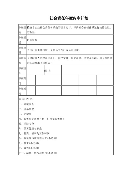 社会责任内部审核计划