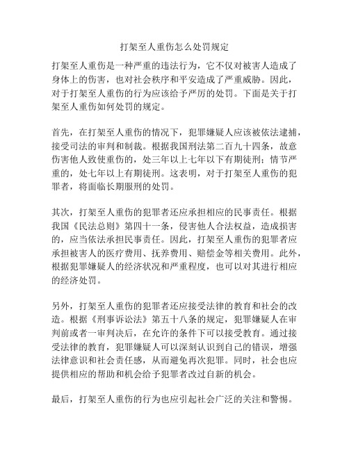 打架至人重伤怎么处罚规定