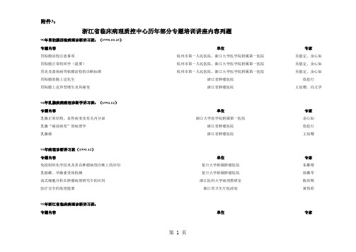 浙江省临床病理质控中心历年部分专题培训讲座内容列题....xls