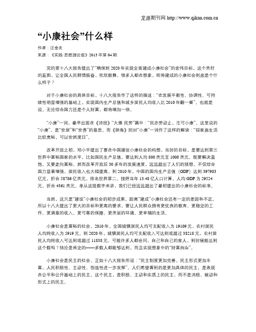 “小康社会”什么样