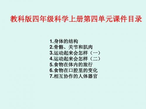 教科版四年级科学上册第四单元《我们的身体》教学课件