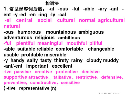 高中英语常用派生词