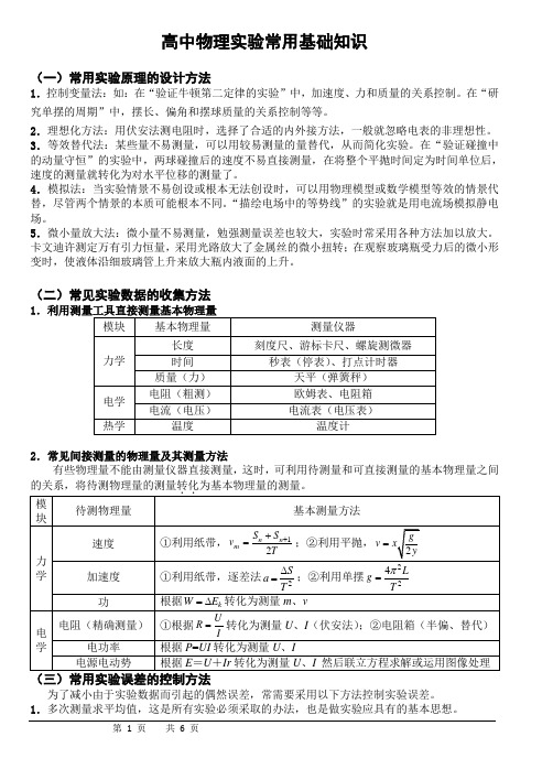 高中物理实验常用基础知识