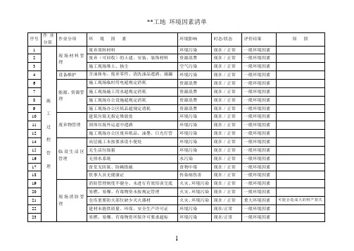 环境因素清单