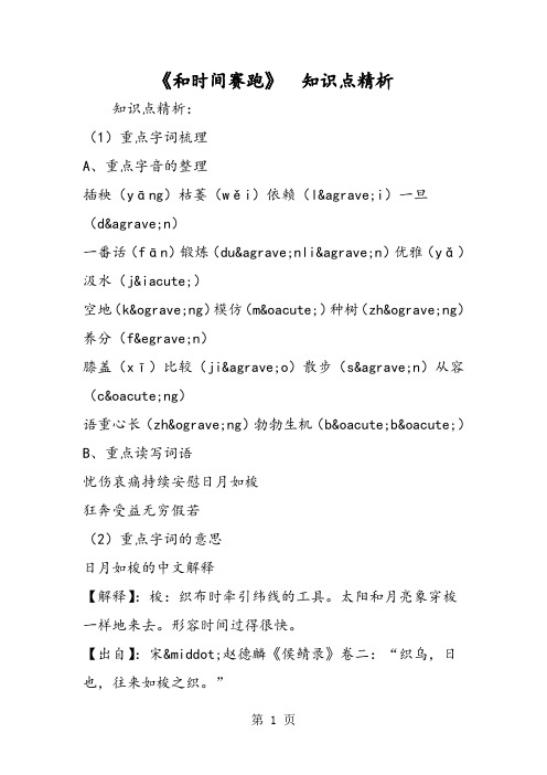 《和时间赛跑》  知识点精析-word文档