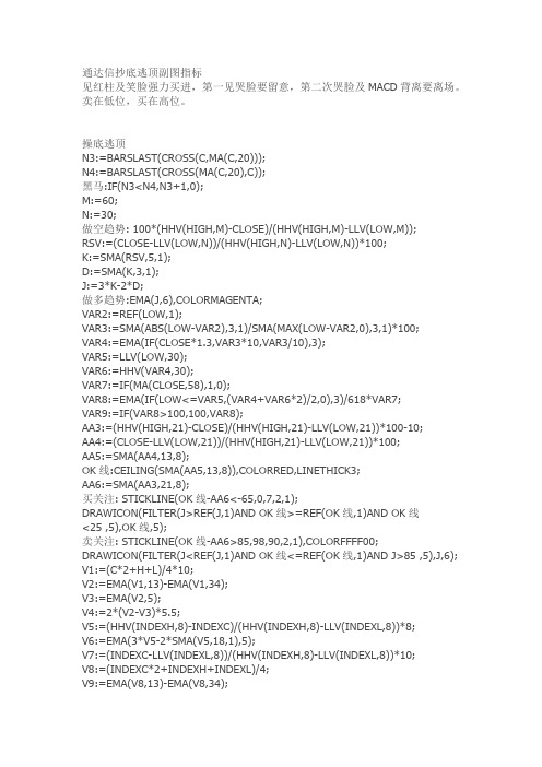 通达信公式源码指标软件抄底逃顶副图指标