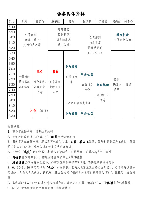 场务具体安排