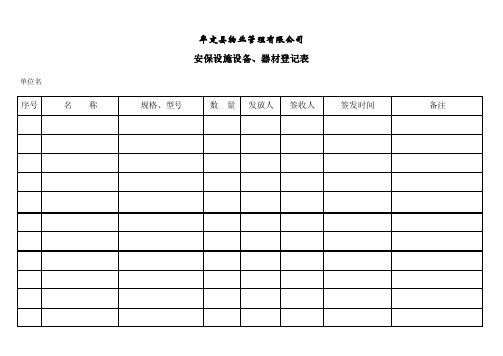 安保设施设备、器材登记表