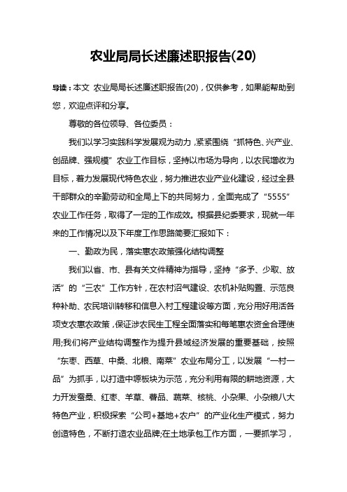 农业局局长述廉述职报告(20)