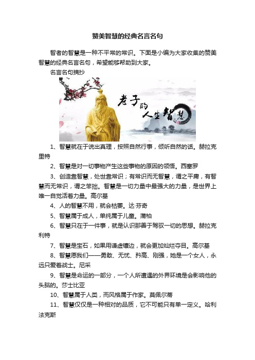 赞美智慧的经典名言名句