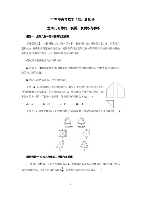 2020年高考数学(理)总复习：空间几何体的三视图、表面积与体积(原卷版)