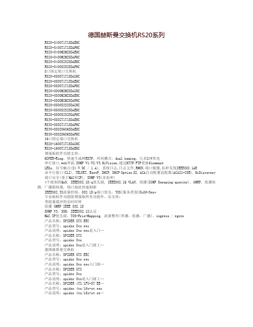 德国赫斯曼交换机RS20系列